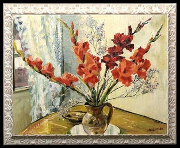 Jean-Paul Grammare GR (1928-?) - Bouquet à Glaïeuls Rouges