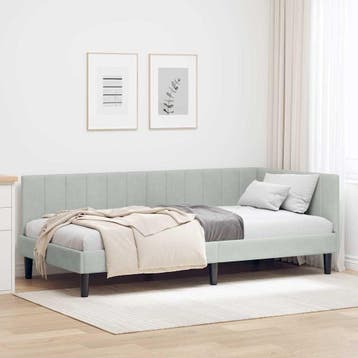 Hoekbed Lichtgrijs | Tweede kansje | OP = OP (bedframe), Huis en Inrichting, Slaapkamer | Bedden, Eenpersoons, Verzenden, Zo goed als nieuw