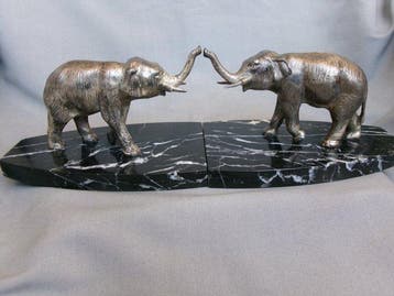 Art Deco Elephant Bookends - Serre-livres (2) - Plaqué(e)