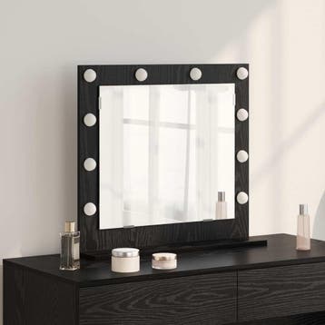 vidaXL Make-up Spiegel Zwart Eiken 60 x 55 x 18 cm, Verzenden, Nieuw