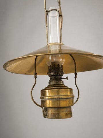 Plafondlamp - Verguld messing - Petroleum geschorst