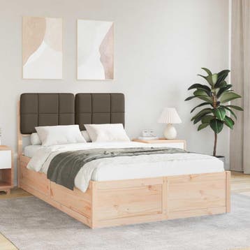 vidaXL Bedframe met Gevoerde Hoofdbord Taupe 120 x 200 cm, Verzenden