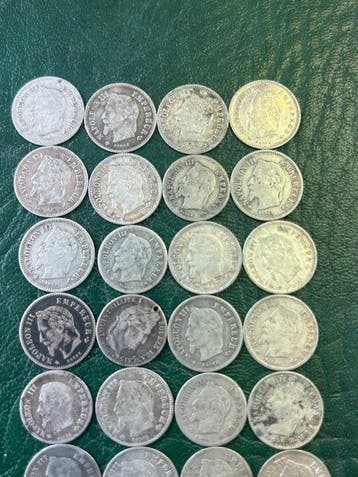Frankrijk. Lot de 28 monnaies en argent, 1836/1868 (Zonder