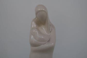 Beeld, Moeder met kind - 37 cm - Aardewerk
