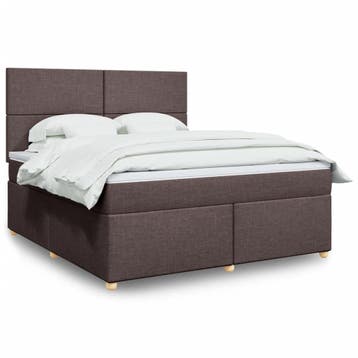 vidaXL Boxspring met matras stof donkerbruin 180x200 cm, Verzenden