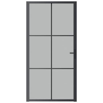 vidaXL Binnendeur 102,5x201,5 cm matglas en aluminium zwart, Verzenden