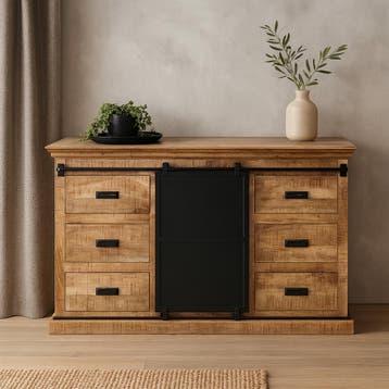 Dressoir Mangohout Milan 160 cm, Verzenden, Nieuw, Overige houtsoorten, Industriële meubels