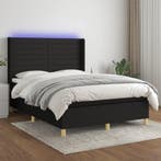 vidaXL Boxspring met matras en LED stof zwart 140x200 cm, Verzenden