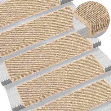 vidaXL Trapmatten 15 st 65x21x4 cm lichtbeige met, Doe-het-zelf en Bouw, Ladders en Trappen, Verzenden, Nieuw