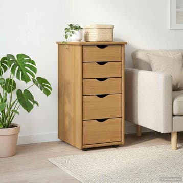 vidaXL Kast 34 x 39 x 61,5 cm Massief vurenhout Honing bruin, Huis en Inrichting, Kasten | Overige, Verzenden, Nieuw