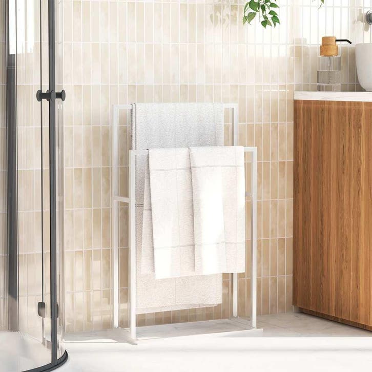 vidaXL Handdoekenrek vrijstaand 48x24x78,5 cm ijzer wit, Huis en Inrichting, Badkamer | Badtextiel en Accessoires, Nieuw, Verzenden