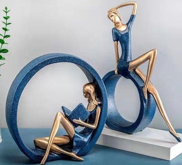 Statue, Elegant Woman Reading Sculpture - 28 cm - Résine