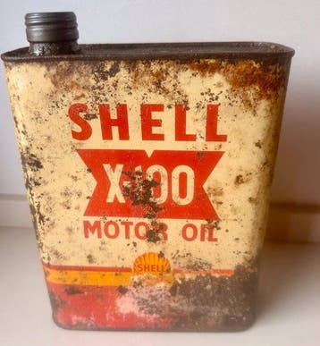 Oliekan (3) - Metaal - Vintage blikenset - Shell, Esso