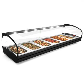 Verwarmde Tapasvitrine | SHARK | Zwart | 6x 1/3 GN | 80°C, Verzenden, Nieuw in verpakking