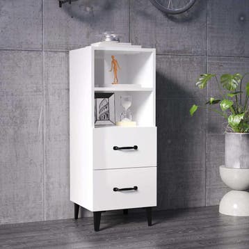vidaXL Dressoir 34,5x34x90 cm bewerkt hout hoogglans wit, Verzenden, Nieuw