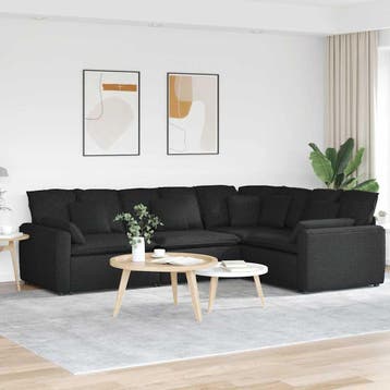 vidaXL Modulaire bank met kussens stof zwart, Verzenden