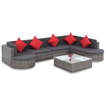 vidaXL 8-delige Loungeset met kussens poly rattan grijs, Verzenden, Nieuw, Loungeset