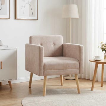 vidaXL Accentstoel Beige Chenille Stof, Verzenden
