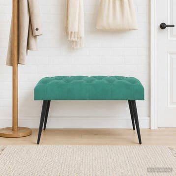 vidaXL Bank met knopen tufting Turquoise 80 x 40 x 46 cm, Verzenden, Nieuw