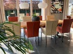 Leren eetkamerstoelen met wieltjes en hoge rug -, Huis en Inrichting, Stoelen, Ophalen of Verzenden, Nieuw, Eén