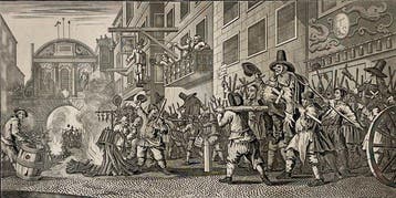 William Hogarth (1697-1764) - Burning the Rumps at Temple