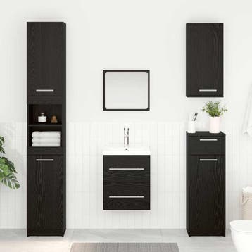 vidaXL Wastafelkast Zwart Eiken 38,5 x 41 x 48 cm Bewerkt, Verzenden, Nieuw