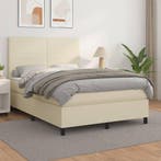 vidaXL Boxspring met matras kunstleer crèmekleurig 140x200, Verzenden, Nieuw