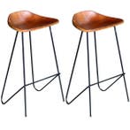 Barstoelen Leer Zwart/Bruin | Retour Deal 65% Korting!, Huis en Inrichting, Barkrukken, Met voetsteun, Verzenden, Nieuw, Metaal