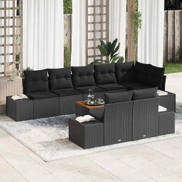 vidaXL Tuinbank Set 9 st Zwart, Verzenden, Nieuw
