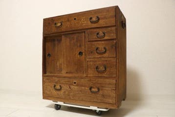 Poitrine - Bois - Japon - Un petit tansu japonais ancien —