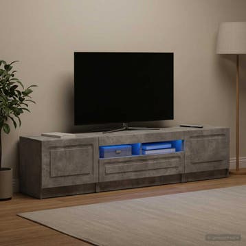 vidaXL 5-delige LED TV-kast Betongrijs Bewerkt hout, Maison & Meubles, Verzenden