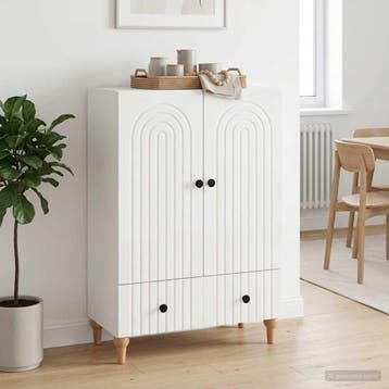 vidaXL Dressoir Hoogglans Wit 66 x 34,5 x 95 cm Bewerkt hout, Huis en Inrichting, Verzenden, Nieuw