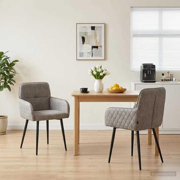 vidaXL Eetstoelen 2 st Kunst Suède Leer Lichtgrijs, Verzenden, Nieuw