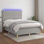 vidaXL Boxspring met matras en LED stof lichtgrijs 140x200, Verzenden, Nieuw