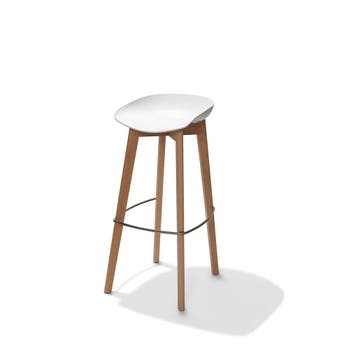 Barkruk Keeve | Laag | Wit | Hout/Kunststof | Stapelbaar |, Verzenden, Nieuw in verpakking