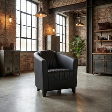 Leren fauteuil Press Special - Toledo Nero (zwart) - Poten, Nieuw, Ophalen of Verzenden, Eigentijds, Klassiek, Retro, Romantisch, Vintage
