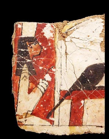 Oud-Egyptisch - Fragment van kartonnage in linnen gestuukt