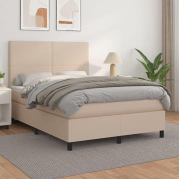 vidaXL Boxspring met matras kunstleer cappuccinokleurig, Verzenden