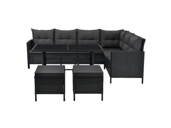 Veiling - Loungeset Manacor - Polyrotan - Zwart, Tuin en Terras, Tuinsets en Loungesets