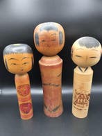 3x traditionele Kokeshi-poppen - Hout - Japan - Shwa, Antiek en Kunst