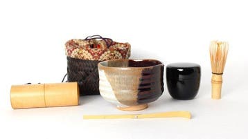 Theeservies (6) - Bamboe, Keramiek, Hout, stof - Chagago
