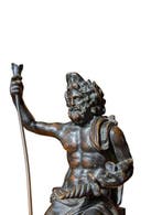 Beeld, Zeus / Jupiter Bronze Statue - 21 cm - Brons, Marmer