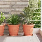 vidaXL Ronde Bloempot 24 pcs Baksteenrood Ø 26 x 21.5 cm, Tuin en Terras, Bloempotten, Verzenden, Nieuw