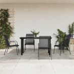 vidaXL 5-delige Tuinset textileen en staal zwart, Verzenden, Tuinset