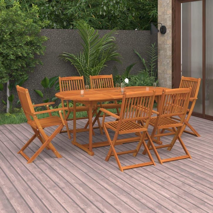 vidaXL 7-delige Tuinset 180x90x75 cm massief acaciahout, Jardin & Terrasse, Ensembles de jardin, Envoi