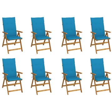 vidaXL Opklapbare stoelen met kussens, 8 stuks, gemaakt van, Verzenden, Nieuw