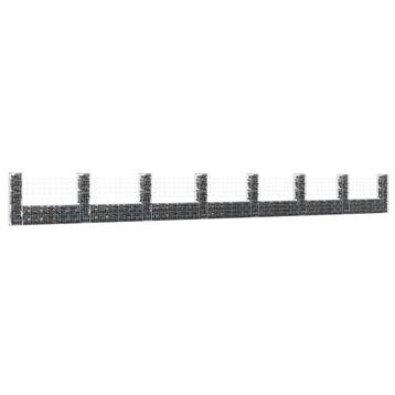 vidaXL Schanskorf U-vormig met 8 palen 860x20x100 cm ijzer, Verzenden, Nieuw