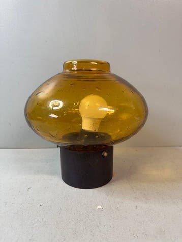 Plafondlamp - Vintage Space Age glazen lamp – Amber, Antiek en Kunst