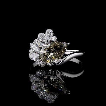 Ring - 14 karaat Witgoud - 1.95ct. tw. Geel Diamant (Fancy, Nieuw