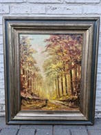 Raymond Buelens (1922-2000) - Herfstbos met wandelaar